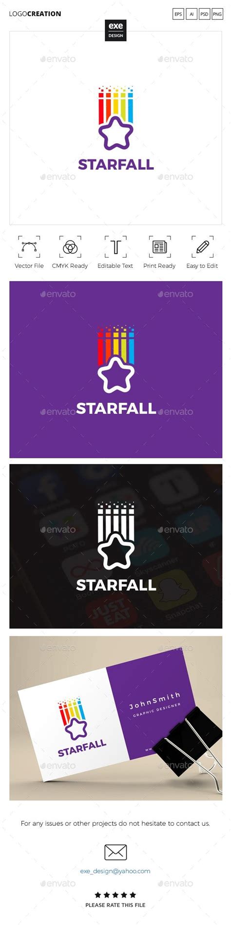 Starfall Logo | Logo design template, Abstract logo, Logo design