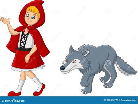 Little Red Riding Hood with Wolf Stock Vector - Illustration of little, female: 168864776