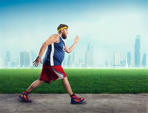 Fat Man Running Stock Photo - Download Image Now - iStock