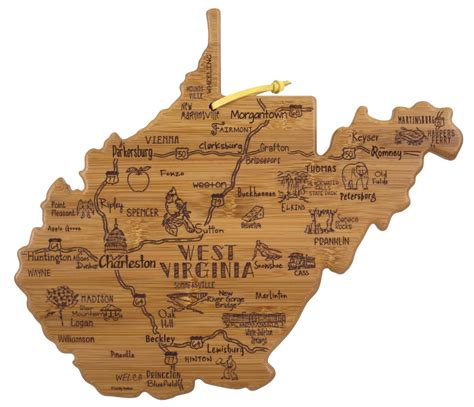 Engraved West Virginia Destinations Cutting Board