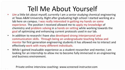 Tell Me About Yourself Interview Question Answer Example Video - IMAGESEE