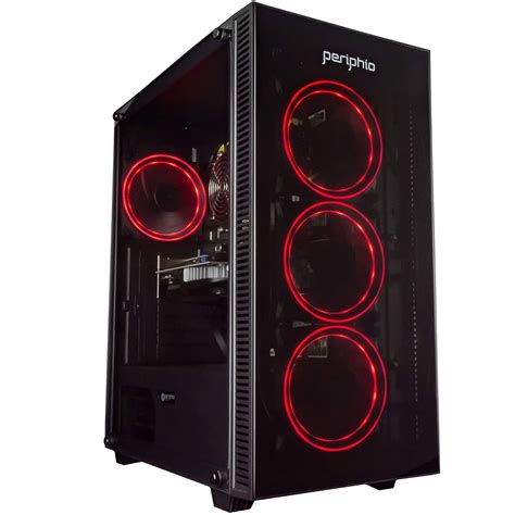 Periphio Red Gaming PC Tower Desktop Computer, Intel Quad Core i7 3.3GHz, 16GB RAM, 512GB SSD ...