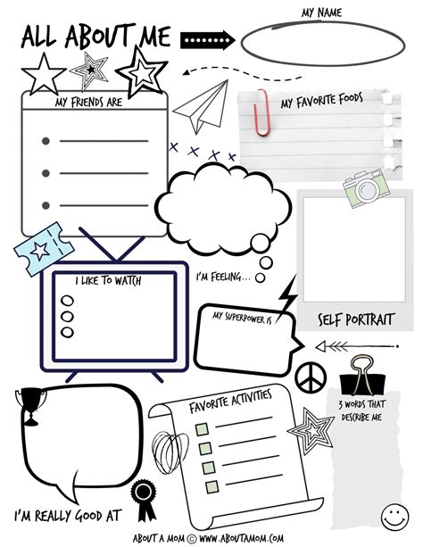 All About Me Printable Activity Page for Kids - About a Mom