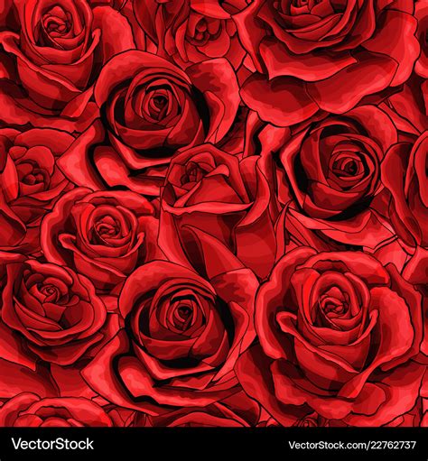 Red rose flower bouquets elements seamless pattern