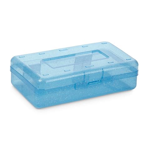 Glitter Plastic Pencil Box, 4 Pack - Blue Summit Supplies