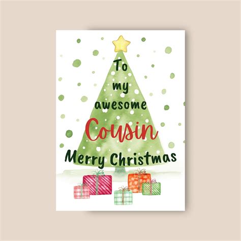 Christmas Card for Cousin, Merry Christmas Card, to My Awesome Cousin, Christmas Tree, Colorful ...