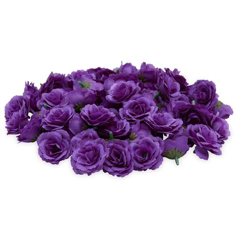 75 Pack Mini Artificial Purple Roses for Valentine's Decorations, DIY Crafts, 2-Inch Stemless ...