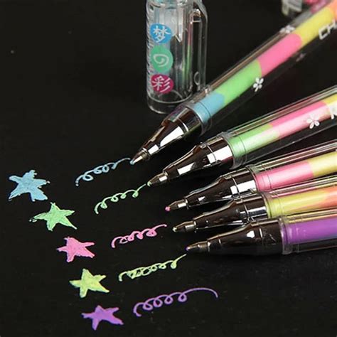 New highlighter Color Change pen Black Paper fluorescent paint Office School Supplies Pens ...