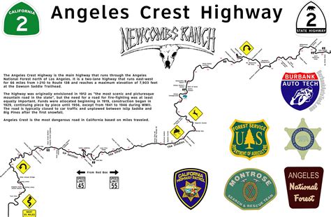 Angeles Crest Highway Map in 2022 | Highway map, Map, Crest