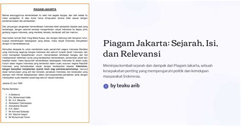 Piagam Jakarta: Sejarah, Isi, dan Relevansi