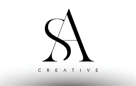 SA Minimalist Serif Modern Letter Logo in Black and White. SA Creative ...