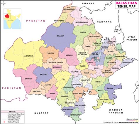 Rajasthan Tehsil Map, Circles in Rajasthan