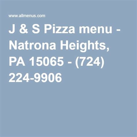 J & S Pizza menu - Natrona Heights, PA 15065 - (***) ***-**** | Pizza menu, Pizza, Menu