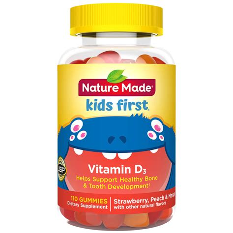 Nature Made Kids First Vitamin D3 Gummies, 110 Count for Healthy Bone ...