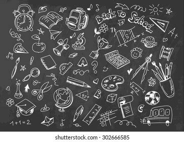 Back School Vector Drawing Background On Stock Vector (Royalty Free ...