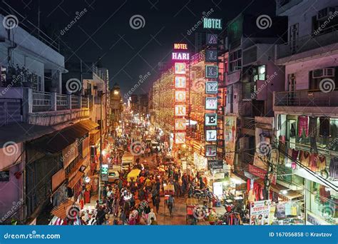 Main Bazaar Road Night View, Delhi, India, 02.12.2019 Editorial Stock Photo - Image of place ...