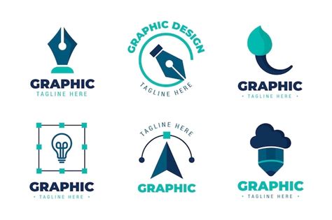 Плоский графический дизайнер логотип набор | Премиум векторы