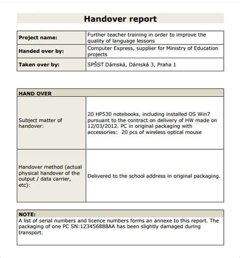 7+ Handover Report Templates - Word Excel Samples