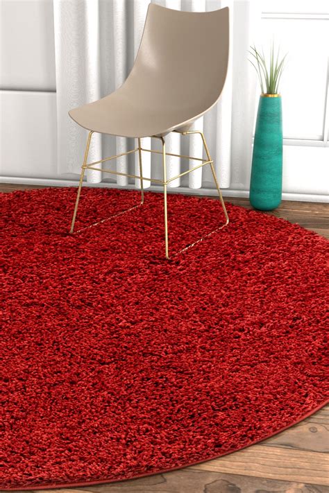 Solid Retro Modern Red Shag 2x7 ( 2'' x 7'3'' Runner ) Area Rug Plain ...