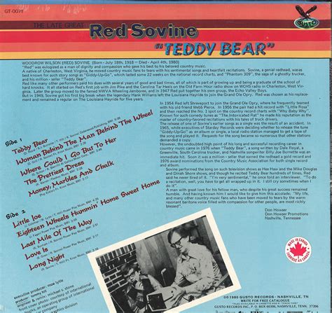 The Late Great Red Sovine Teddy Bear – Country Music USA