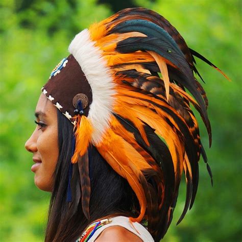 Orange Feather Headdress – Indian Headdress - Novum Crafts