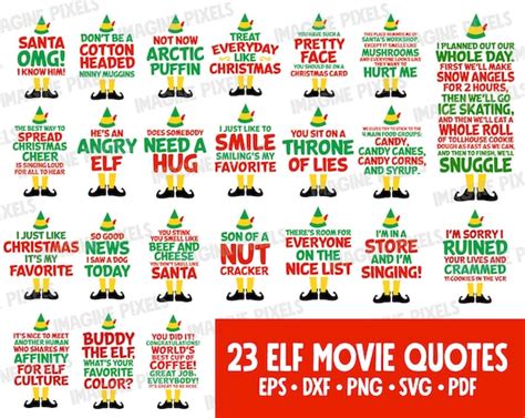 Buddy The Elf 23 Movie Quotes Editable SVG PNG DXF eps pdf | Etsy