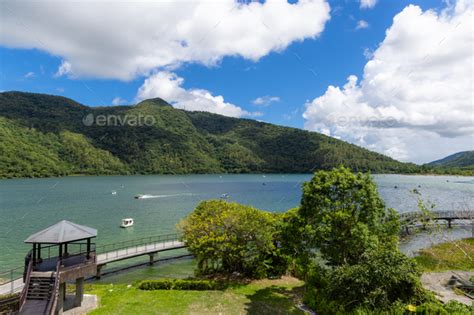 Liyu lake scenic area with mountain in Hualien of Taiwan Stock Photo by leungchopan