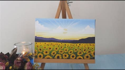 sunflower field acrylic painting || How to Paint Sunflower Field ...