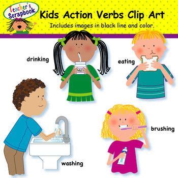 Action Verbs, Kids Scrapbook, Listening To Music, Art Set, Grammar, Tpt ...