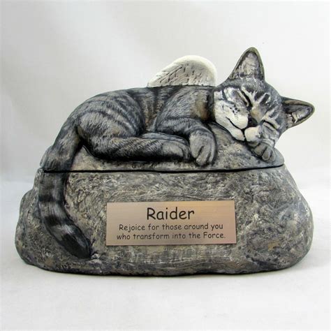 Short Haired Custom Painted Ceramic Cat Urn with Wings by Spirit Pieces $219.00 | Spirit Pieces