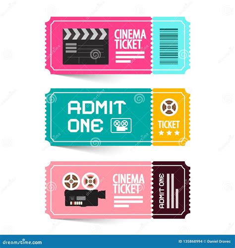 Cinema Ticket Vector Illustration. Stock Vector - Illustration of ...