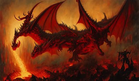 a huge satan dragon in hell. highly detailed painting | Stable Diffusion