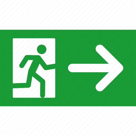 Arrow, emergency, exit, green, out, right, sign icon