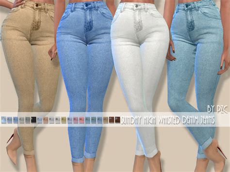 The Sims Resource - Sunday High Waisted Denim Jeans