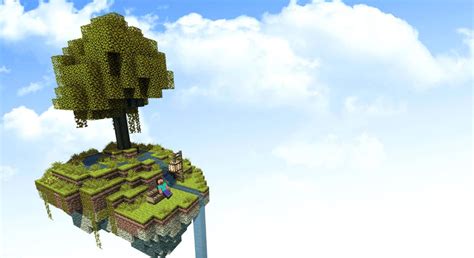 Download A stunning view of the Minecraft Sky Block world Wallpaper | Wallpapers.com