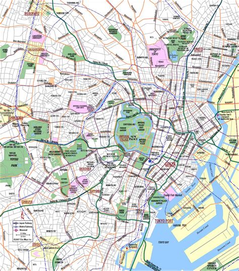 Tokyo mappa dei parchi - Mappa di Tokyo parchi (Kanto - Giappone)