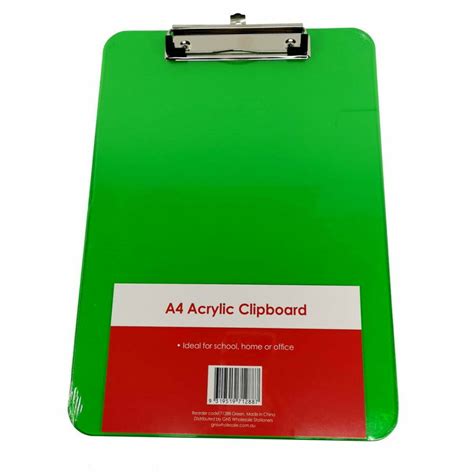 Clipboard A4 Acrylic Green | Black Cat Printing & Stationery | Black Cat Printing & Stationery