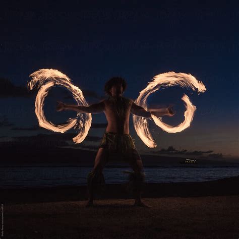 "Traditional Hawaiian Fire Dancer Spinning His Flames Into Wings." by ...