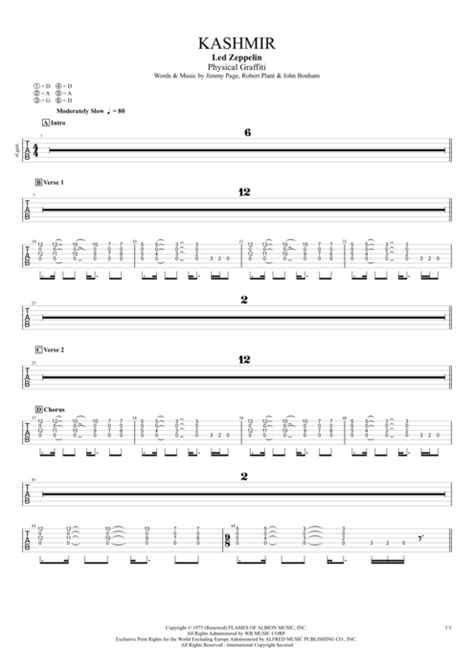 Kashmir Tab by Led Zeppelin (Guitar Pro) - Full Score | mySongBook