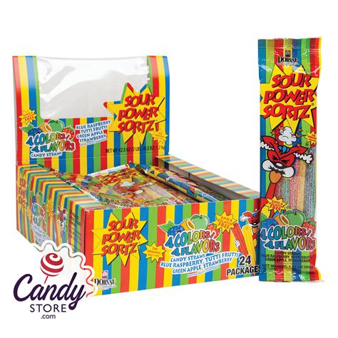 Sour Power Straws Sortz Assorted Flavor Pack 24ct - CandyStore.com