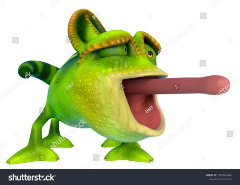 Chameleon Cartoon Tongue Out White Background Stock Illustration 1428895442 | Shutterstock