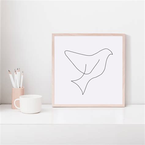 Dove Single Line Drawing , Minimalist Art Print , Printable Art ...