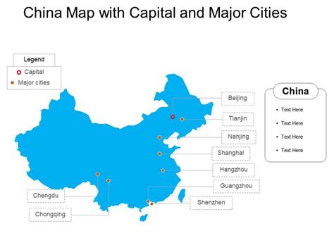 China map with capital and major cities | Presentation Graphics | Presentation PowerPoint ...