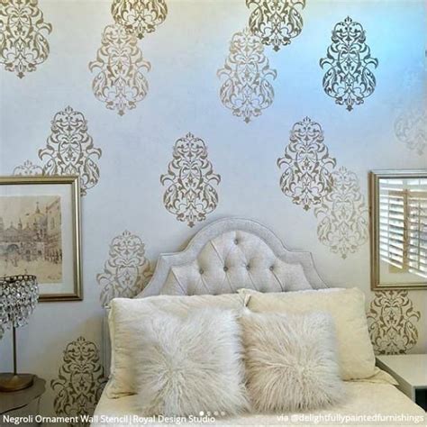 25 Luxurious Ways to Accent a Bedroom Wall in 2021 | Stencil wall art ...