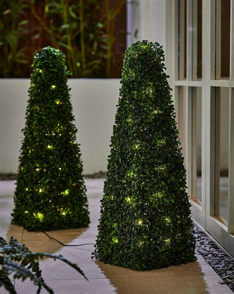 Set of 2 Artificial Topiary Lit Shrubs | J D Williams