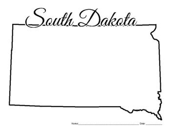 South Dakota - State Outline - Map by Nicole Orr | TPT