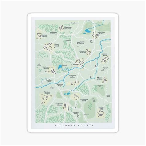 "Midsomer Murders Locations Map" Sticker by goldnerloma | Redbubble