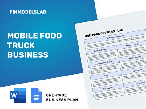 Create a Mobile Food Truck Business Plan in One Page!