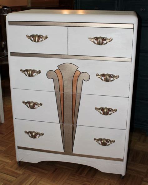 Art Deco Painted Waterfall Dresser with original handles! | Waterfall dresser, Art deco paint ...