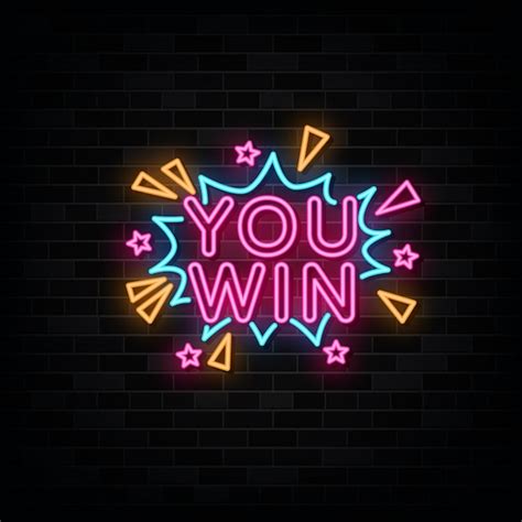 Premium Vector | You win neon sign . design template neon sign